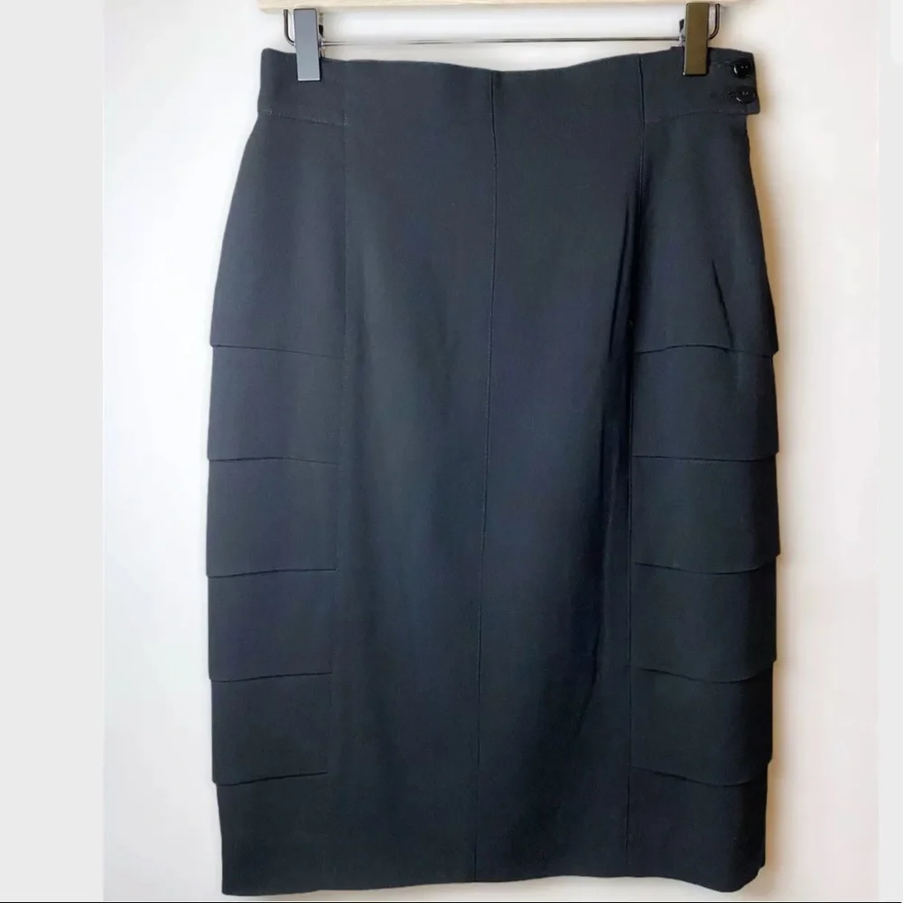 Escada Ruffle High Waisted Wool Skirt